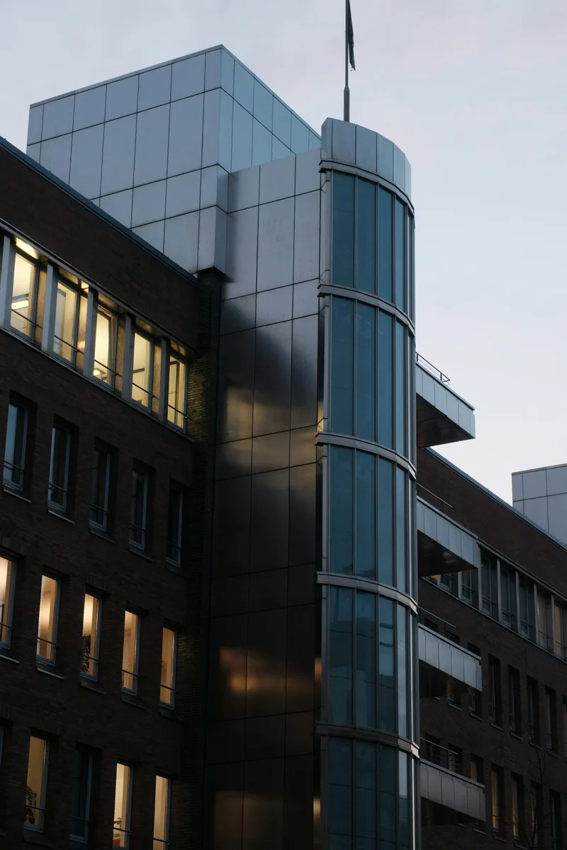 Commercial building with extensive glass suited for commercial window film